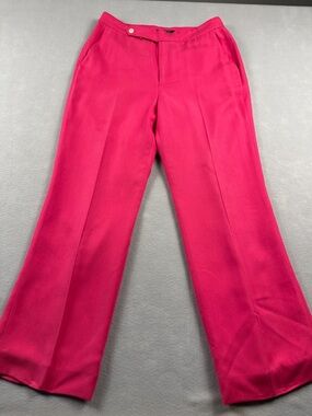 Lauren Ralph Lauren 100% Silk Formal Barbie Hot Pink Vacation Wide Leg Pants